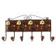 Ceramic Floral Tile Hook in Dark Brown